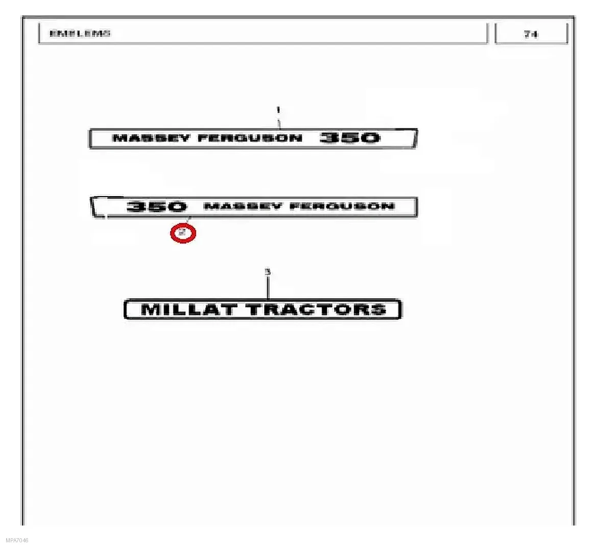 Millat Massey Ferguson Tractor Spare Part 2 EMBLEMSIDEHOODLH MF 350 3380021338002 - Massey Ferguson tractor spare part