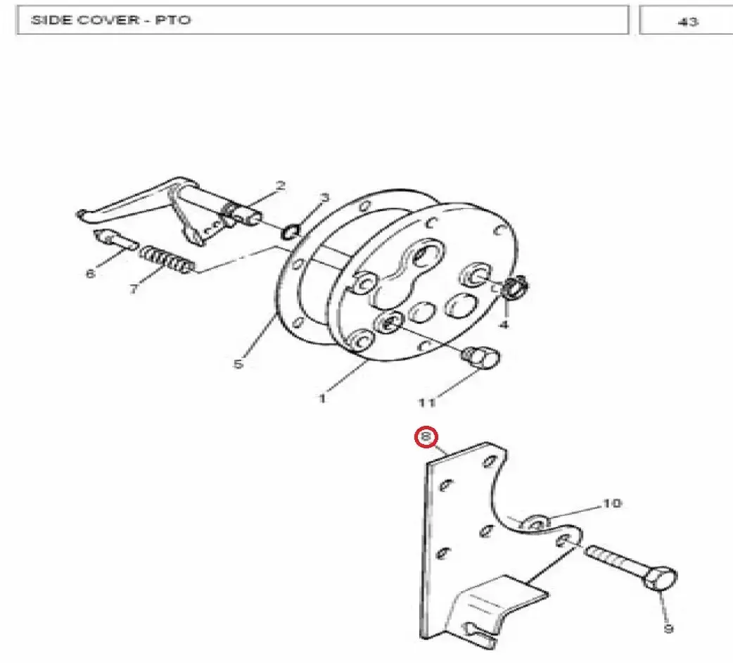 Diagram reference for Millat Massey Ferguson Tractor Spare Part 5 MOUNTING PLATE LH 103665125773 - Massey Ferguson tractor spare part