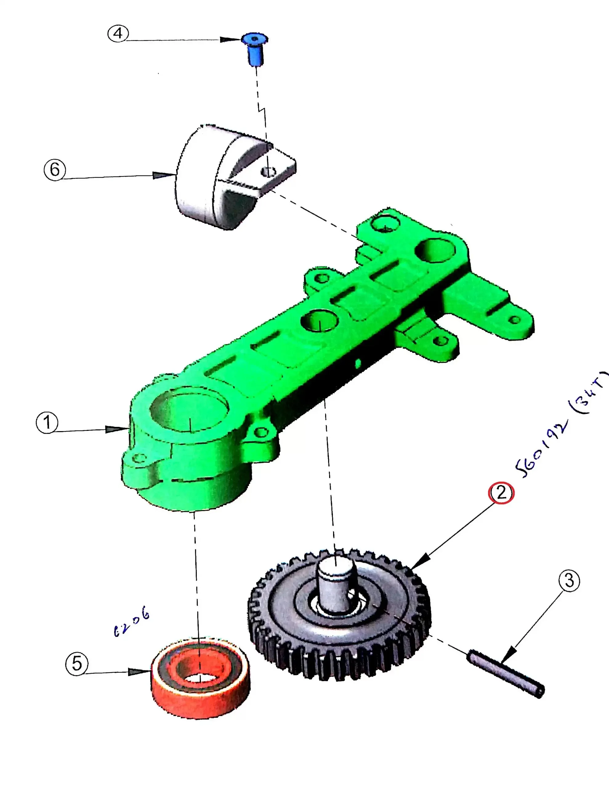 Diagram reference for Millat Massey Ferguson Tractor Spare Part 2 INTERMEDIATE GEAR OF ARM WITHBRG 560192502055616 - Massey Ferguson tractor spare part