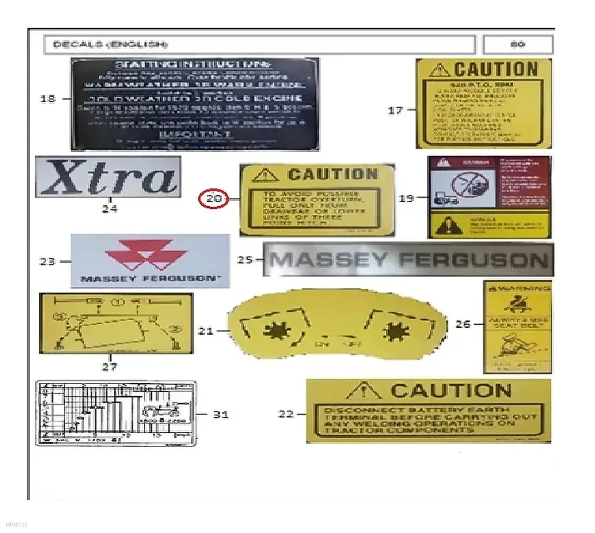 Millat Massey Ferguson Tractor Spare Part DECALCAUTIONOVERTURN 33055133055 - Massey Ferguson tractor spare part