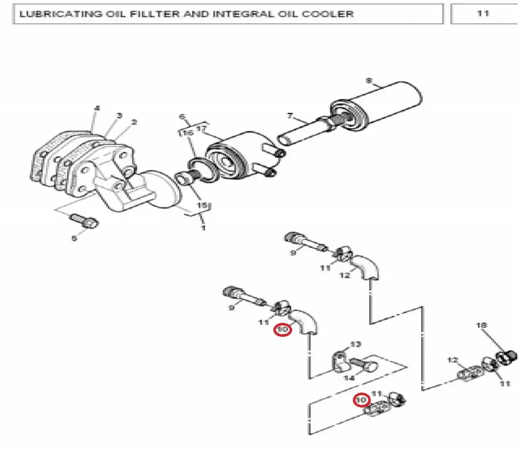Diagram reference for Millat Massey Ferguson Tractor Spare Part 4 HOSE OILCOOLERTHAIRA 3851832741183274 - Massey Ferguson tractor spare part