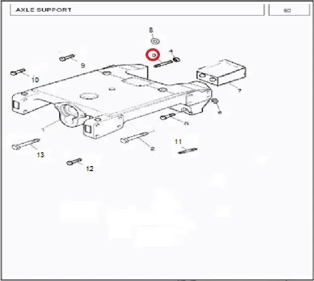 Diagram reference for Millat Massey Ferguson Tractor Spare Part 5 STUDFRONT SUPPORT 38514301513019885 - Massey Ferguson tractor spare part