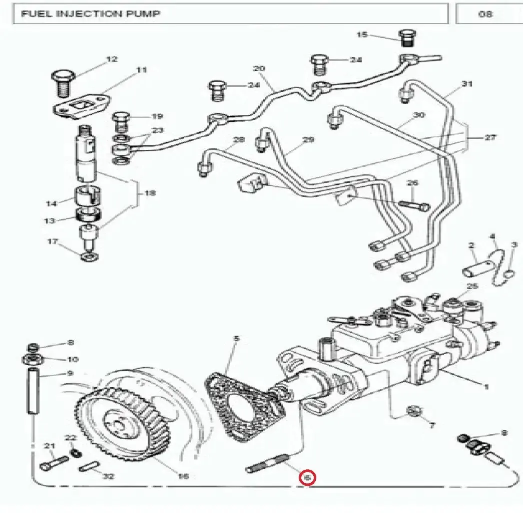 Diagram reference for Millat Massey Ferguson Tractor Spare Part 6 STUD 18323611832363211 P 004 - Massey Ferguson tractor spare part
