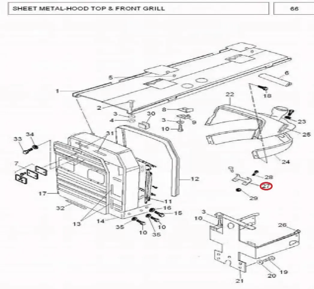 Diagram reference for Millat Massey Ferguson Tractor Spare Part BRACKET FUSEBOX 23144123144 - Massey Ferguson tractor spare part