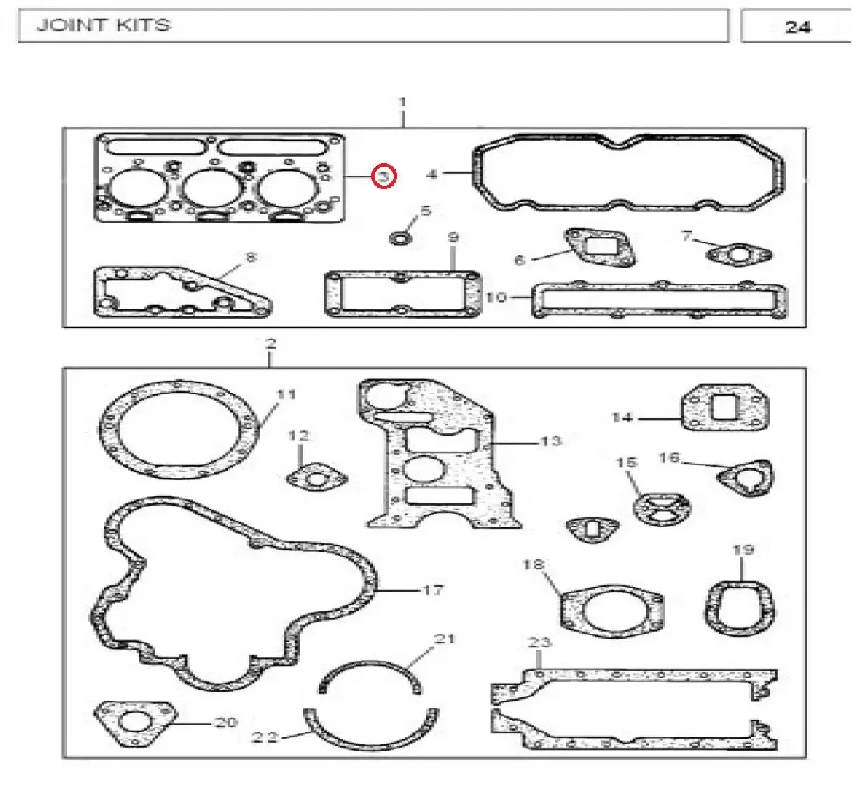 Diagram reference for Millat Massey Ferguson Tractor Spare Part HEAD GASKET MF 240 1803913681000000 - Massey Ferguson tractor spare part