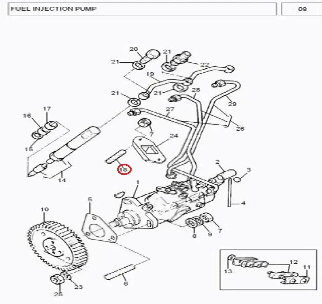 Diagram reference for Millat Massey Ferguson Tractor Spare Part 9 STUDFI PUMP 26018503912216108 - Massey Ferguson tractor spare part