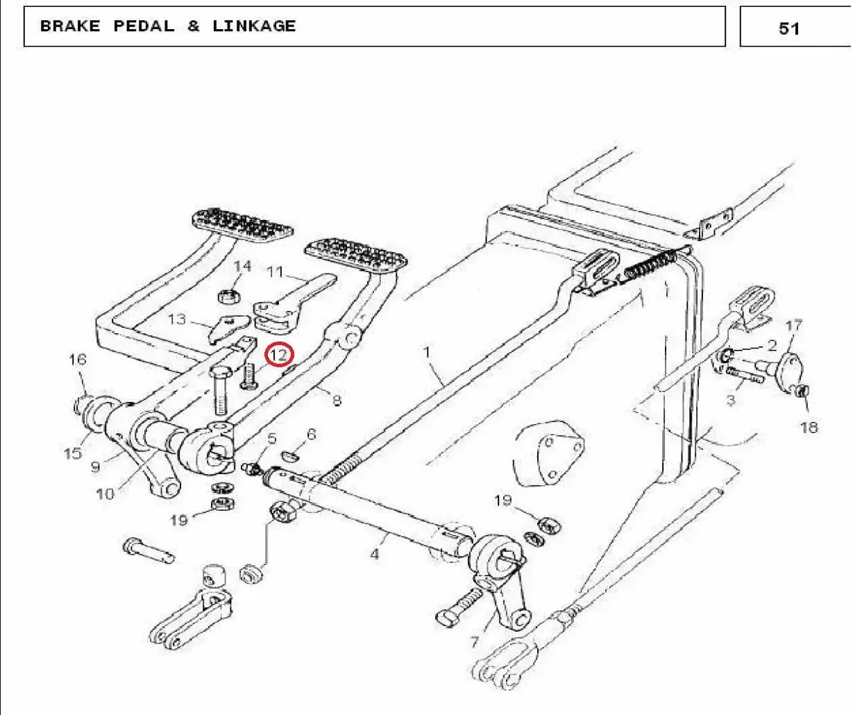 Diagram reference for Millat Massey Ferguson Tractor Spare Part SCREW BRAKEPEDAL 240110351361203 - Massey Ferguson tractor spare part