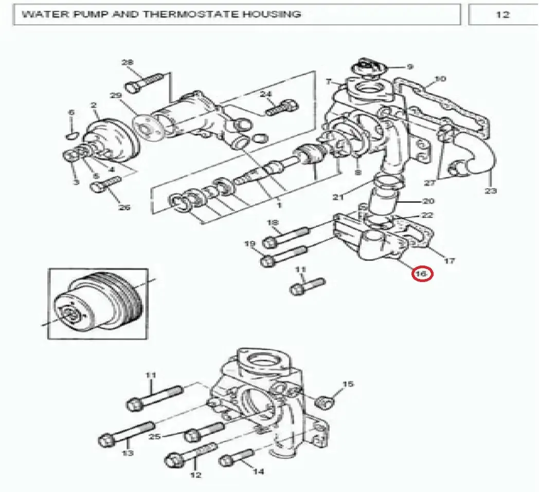 Diagram reference for Millat Massey Ferguson Tractor Spare Part 7 CONNECTION 18303713766 X 052 - Massey Ferguson tractor spare part