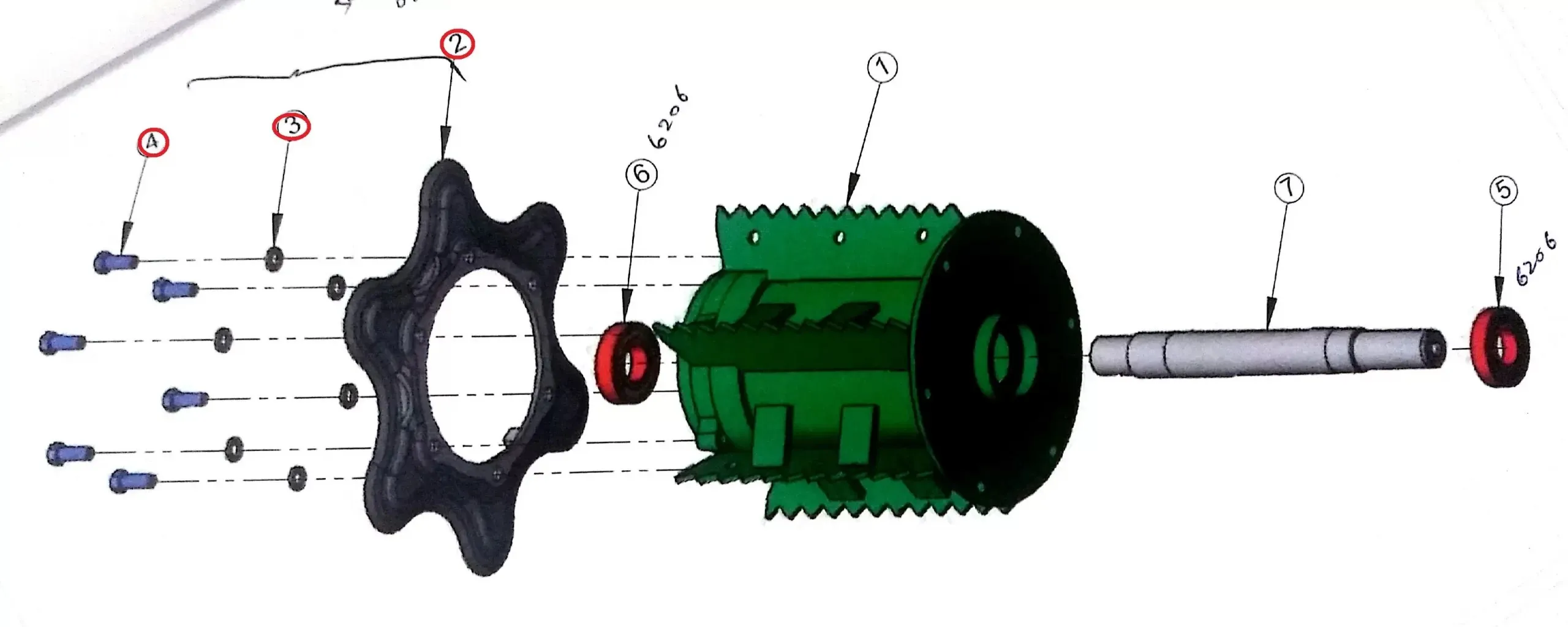 Diagram reference for Millat Massey Ferguson Tractor Spare Part 4 GATHE RING BLADESET 2 STAR 560164 - Massey Ferguson tractor spare part