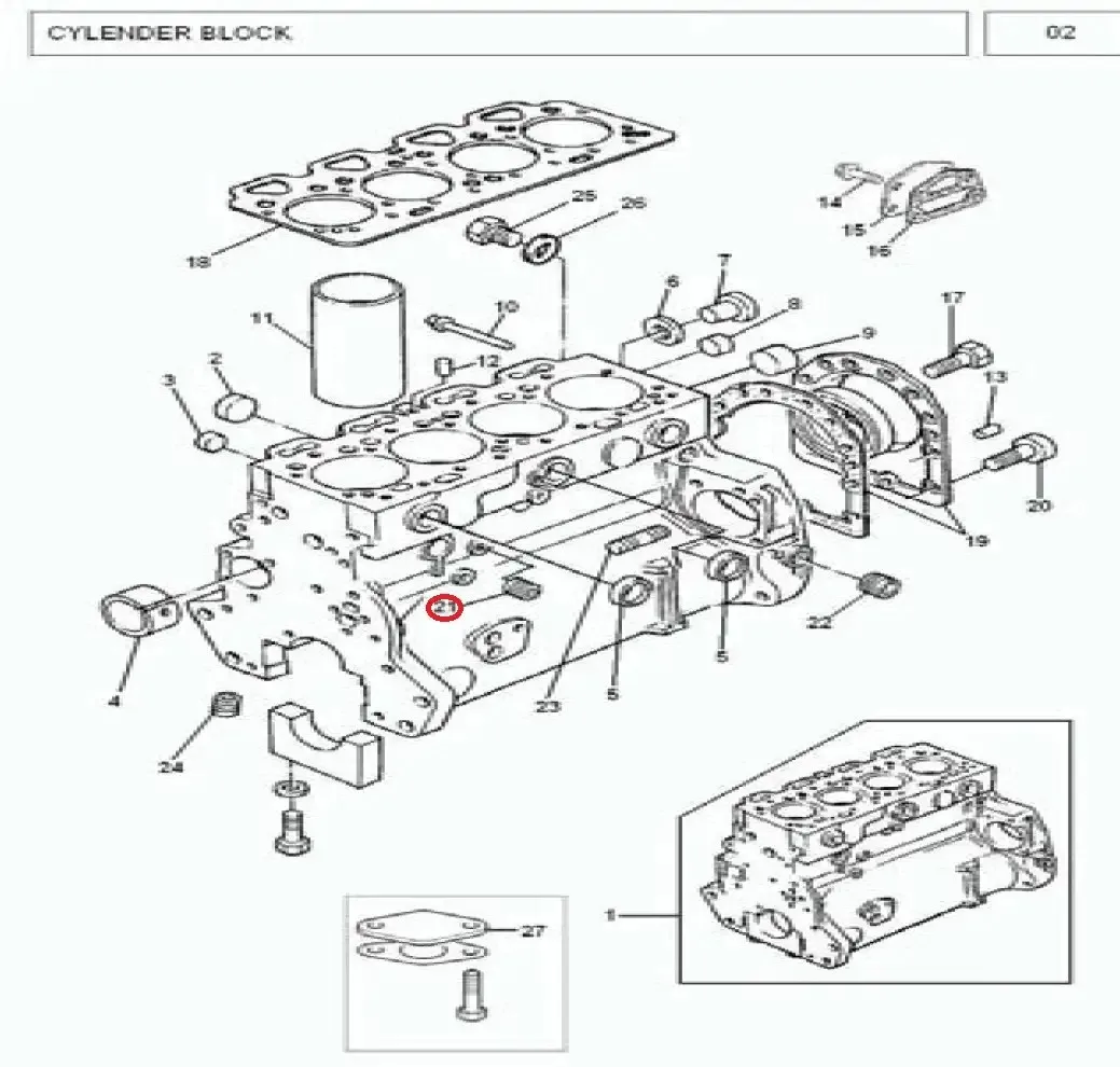Diagram reference for Millat Massey Ferguson Tractor Spare Part 5 PLUG FILTER HEAD 1831051183105 - Massey Ferguson tractor spare part