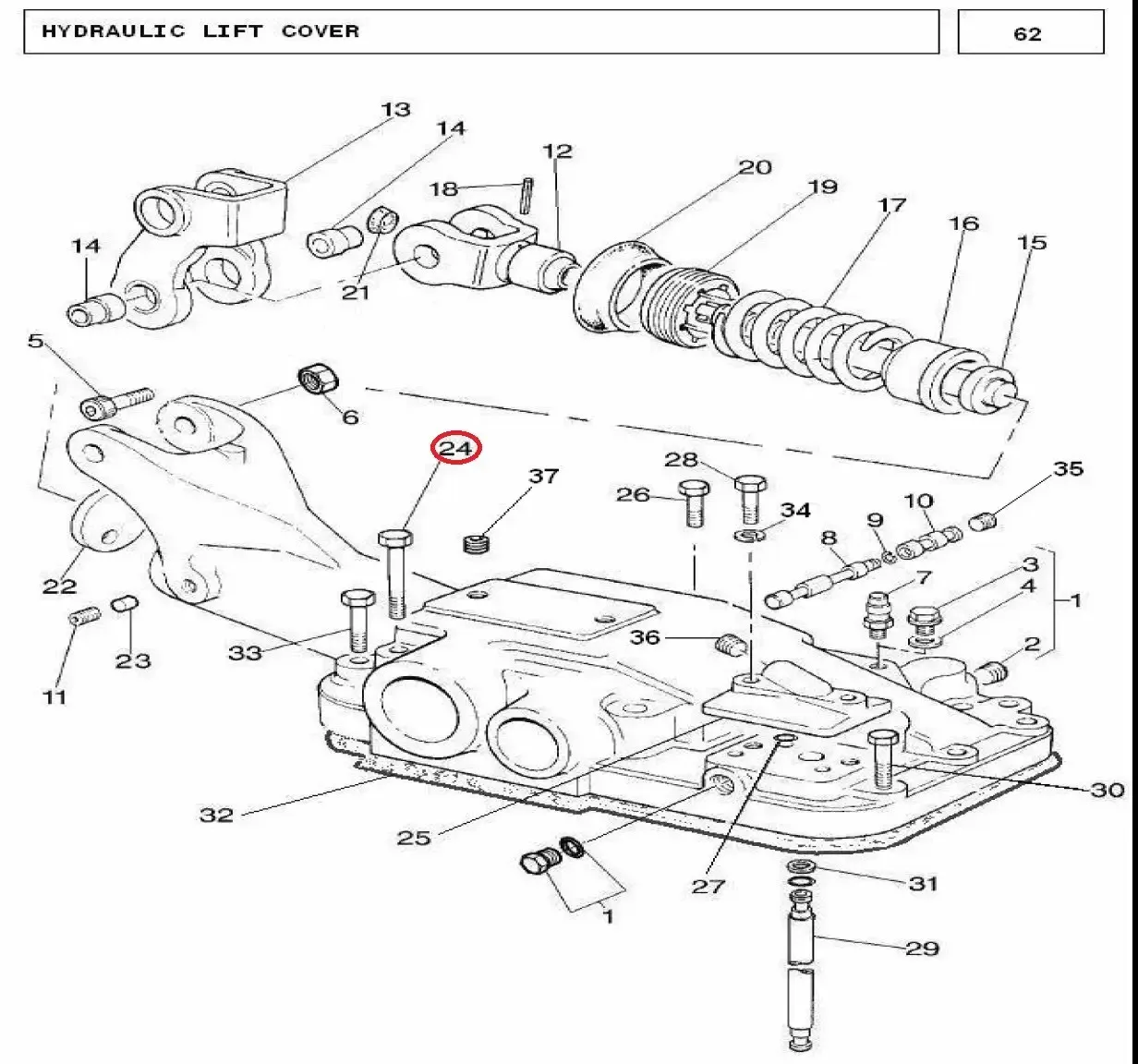 Diagram reference for Millat Massey Ferguson Tractor Spare Part BOLT HYDLIFT COVER 26095126095 - Massey Ferguson tractor spare part