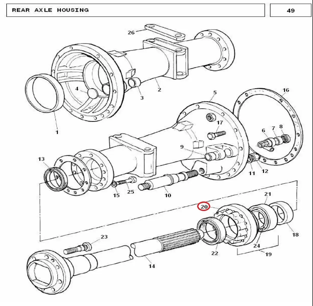 Diagram reference for Millat Massey Ferguson Tractor Spare Part HUBREARAXLE MF 240 101061183255 - Massey Ferguson tractor spare part