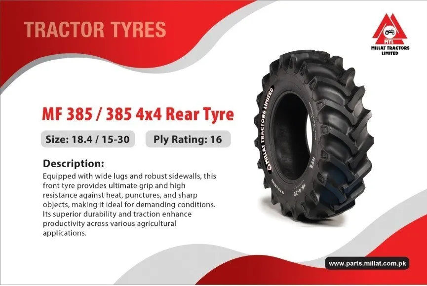 Diagram reference for Millat Massey Ferguson Tractor Spare Part 8 FRONT TYRE 750 X 16 DELUXE 175008 LS 180940 HWP - Massey Ferguson tractor spare part