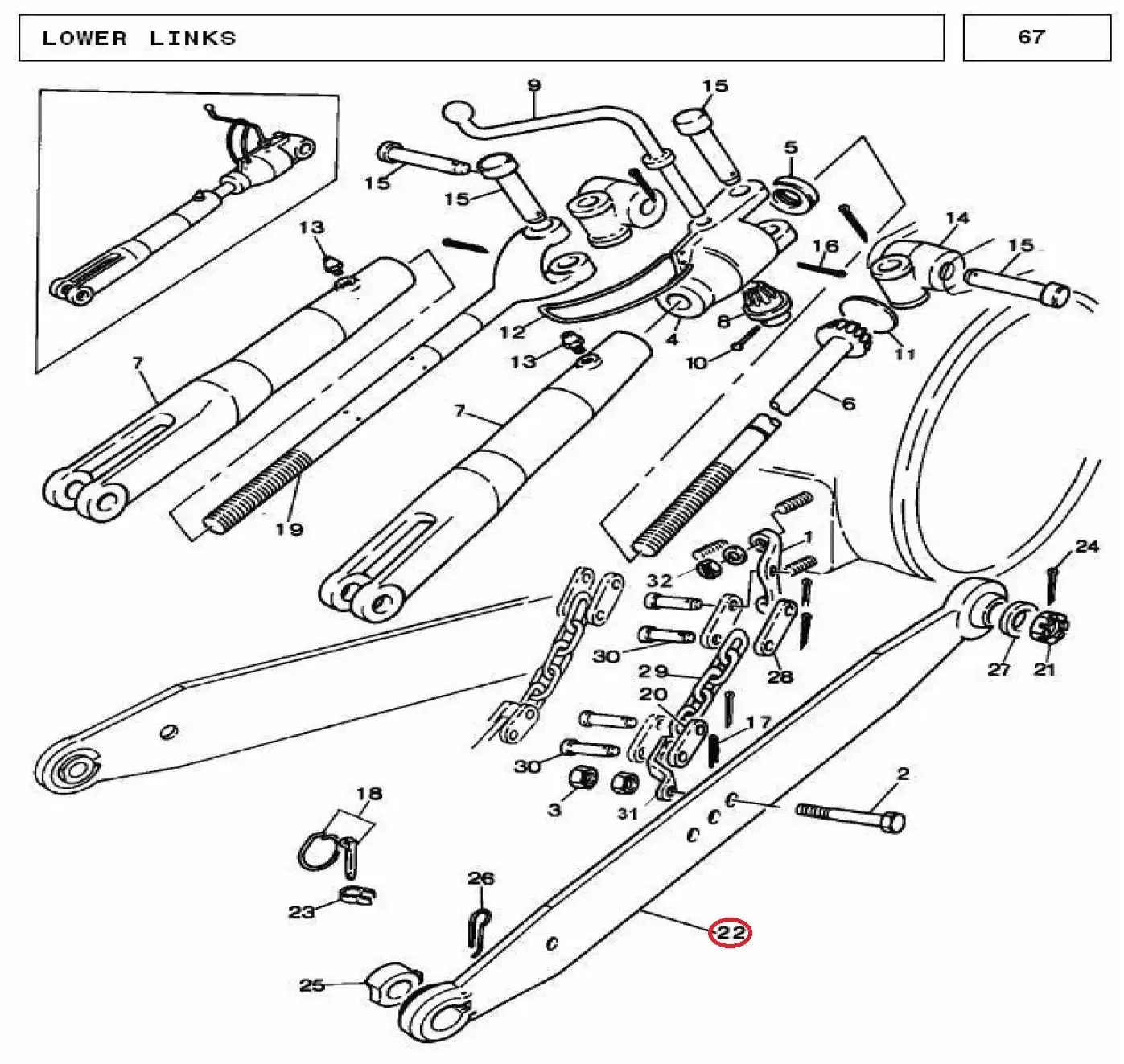 Diagram reference for Millat Massey Ferguson Tractor Spare Part LINKLOWER MF 240 2503511869289 - Massey Ferguson tractor spare part