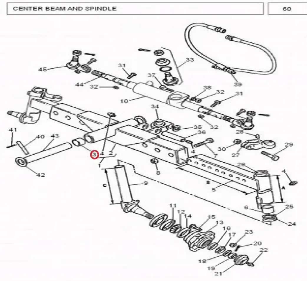 Diagram reference for Millat Massey Ferguson Tractor Spare Part 908 BUSH CENTREBEAM 116759081430321143032 - Massey Ferguson tractor spare part