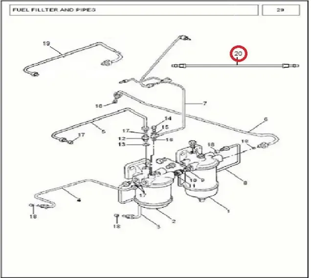 Diagram reference for Millat Massey Ferguson Tractor Spare Part 6 PIPE FUELTANKTOLIFT PUMP 1980061198006 - Massey Ferguson tractor spare part