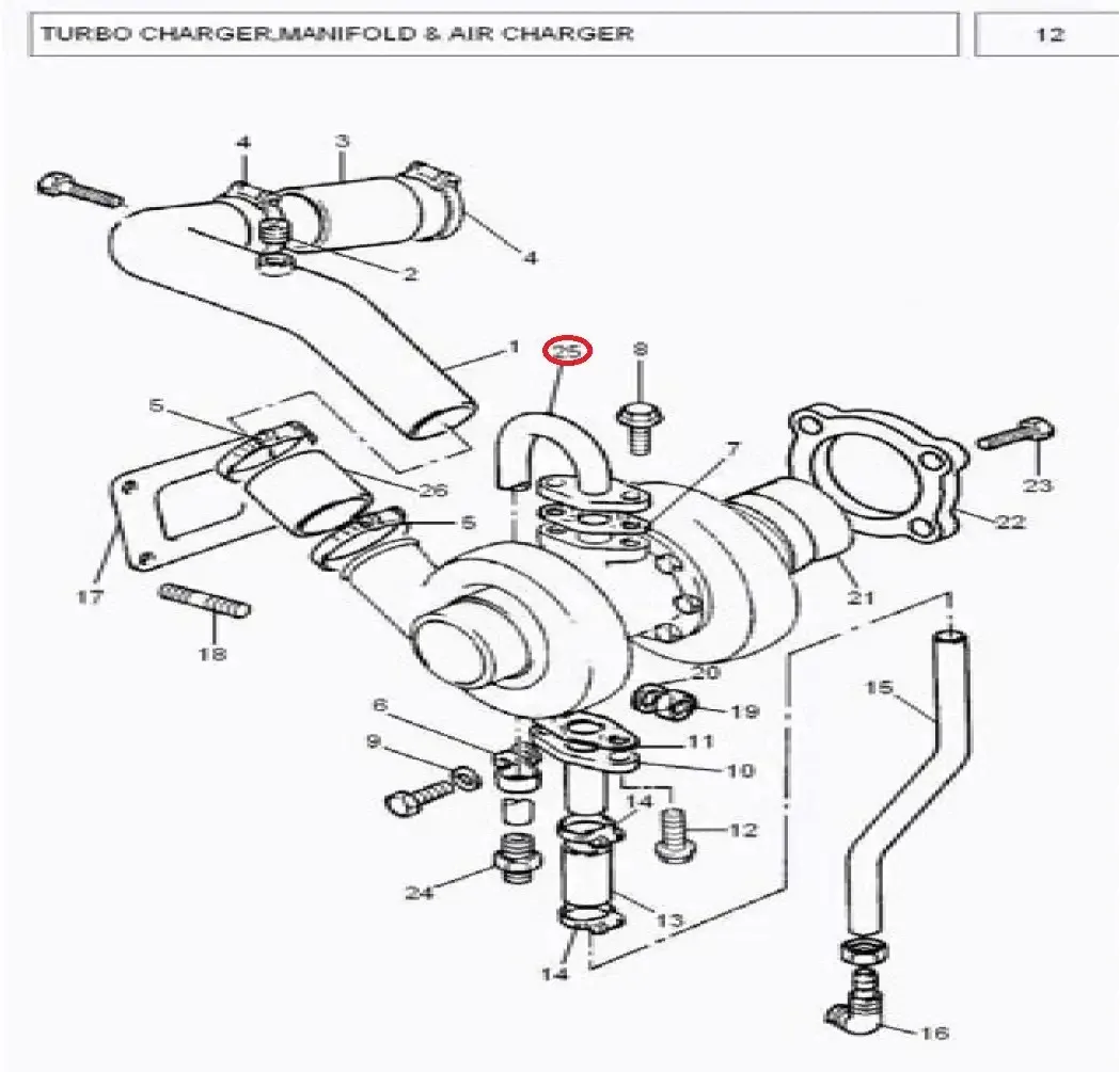 Diagram reference for Millat Massey Ferguson Tractor Spare Part 1 PIPE ASSYTURBO 1850311185031 - Massey Ferguson tractor spare part