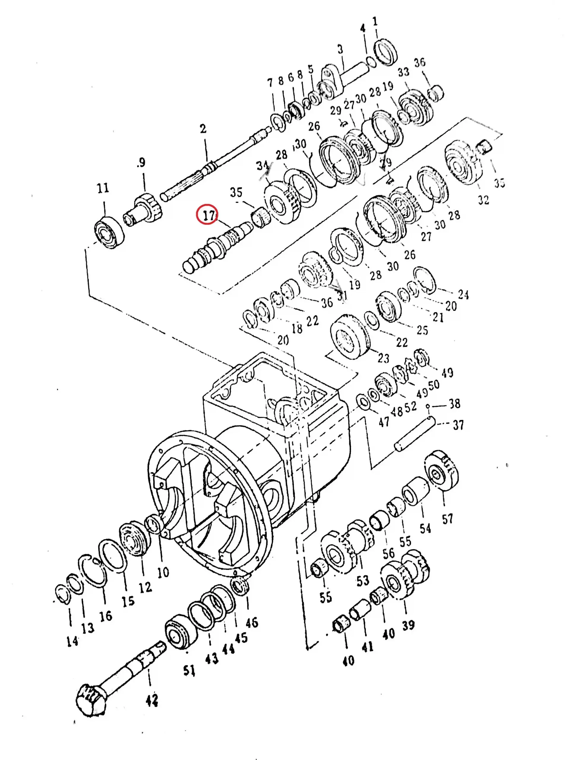 Diagram reference for Millat Massey Ferguson Tractor Spare Part 342091 MAIN SHAFT 81557342091 - Massey Ferguson tractor spare part