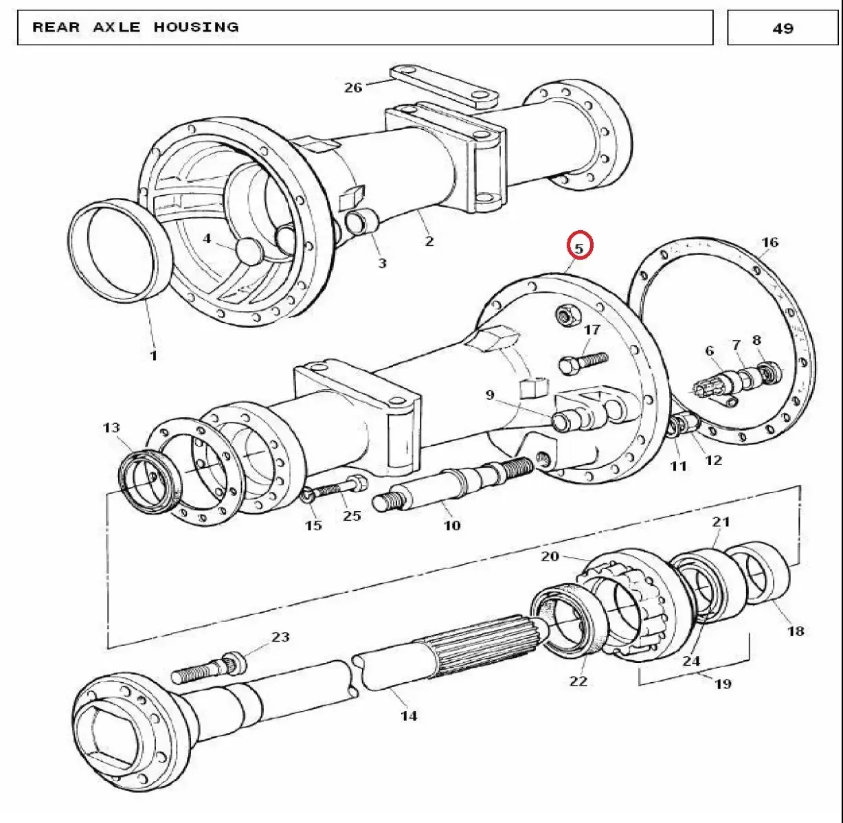 Diagram reference for Millat Massey Ferguson Tractor Spare Part RH HOUSING AXLE MF 240 100761190962 - Massey Ferguson tractor spare part