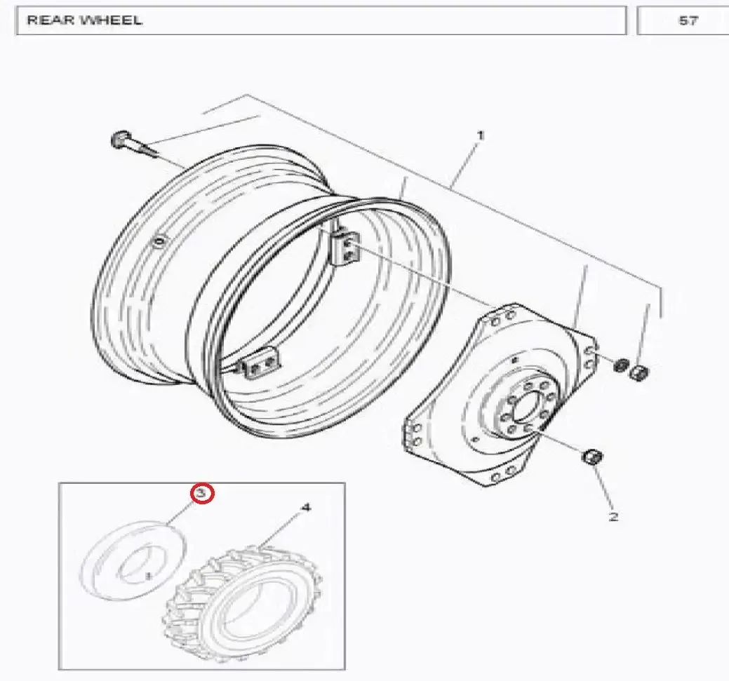 Diagram reference for Millat Massey Ferguson Tractor Spare Part 3 REARTUBE 14301560031156003 - Massey Ferguson tractor spare part