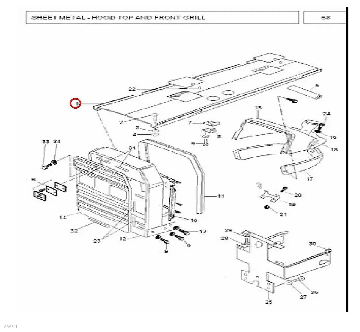 Millat Massey Ferguson Tractor Spare Part HOODTOP 24023330123310 F - Massey Ferguson tractor spare part