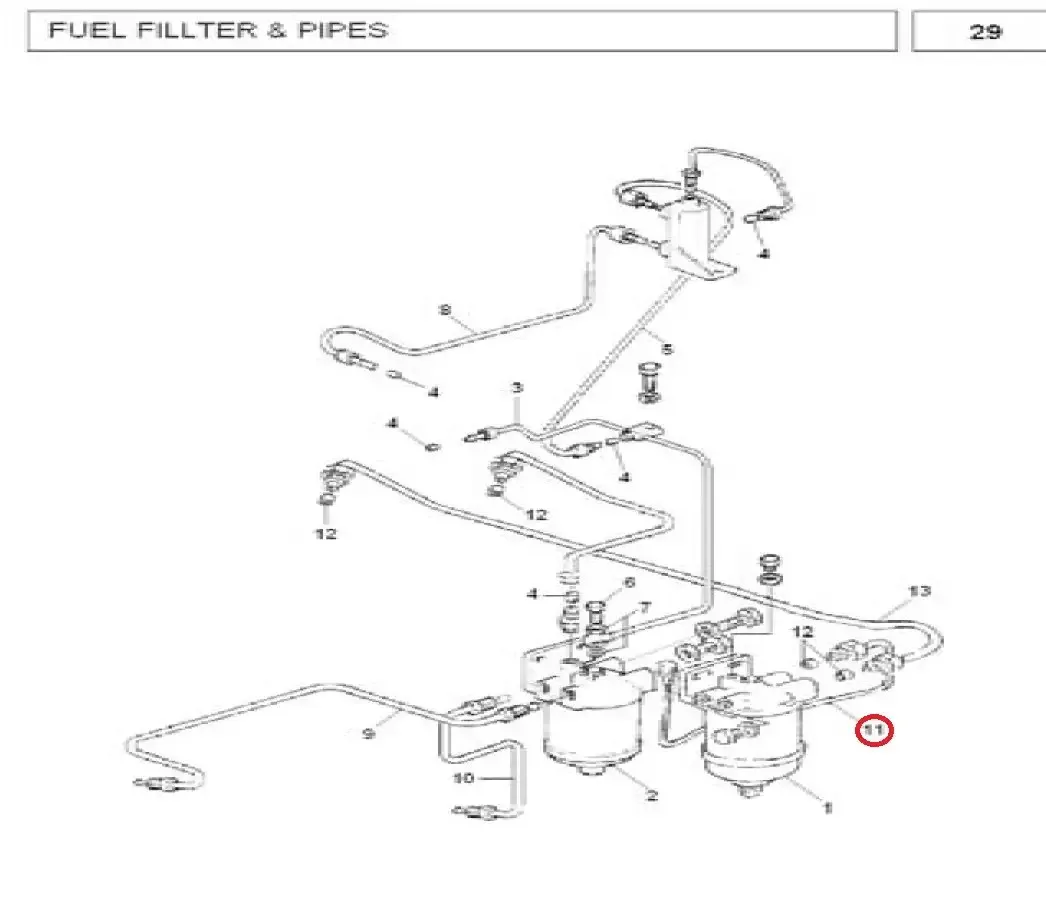 Diagram reference for Millat Massey Ferguson Tractor Spare Part PIPE FILTER FILTER 19068119068 S 1 - Massey Ferguson tractor spare part