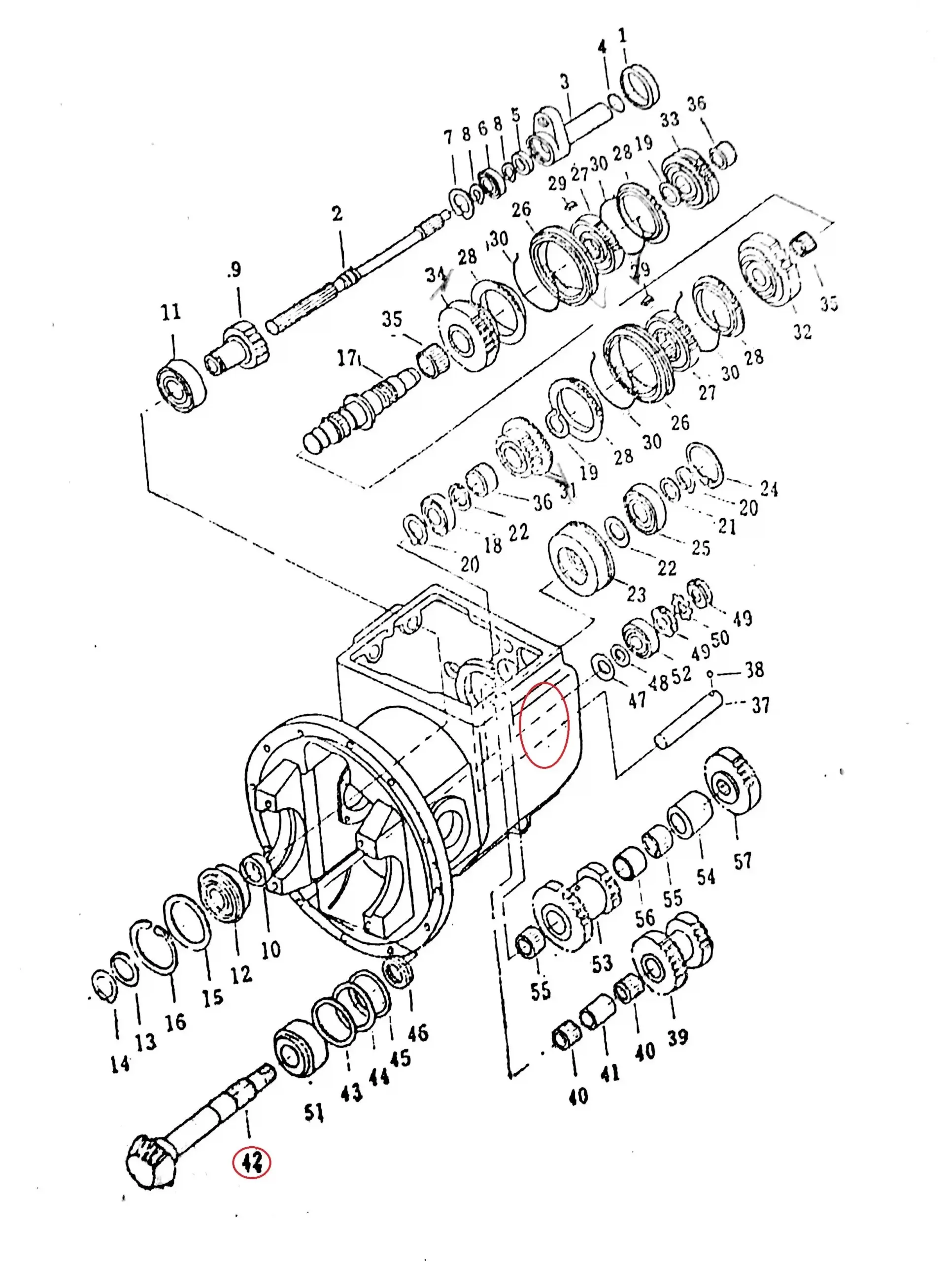Diagram reference for Millat Massey Ferguson Tractor Spare Part 0 SHAFT OUTPUT 12106081445342001 H - Massey Ferguson tractor spare part