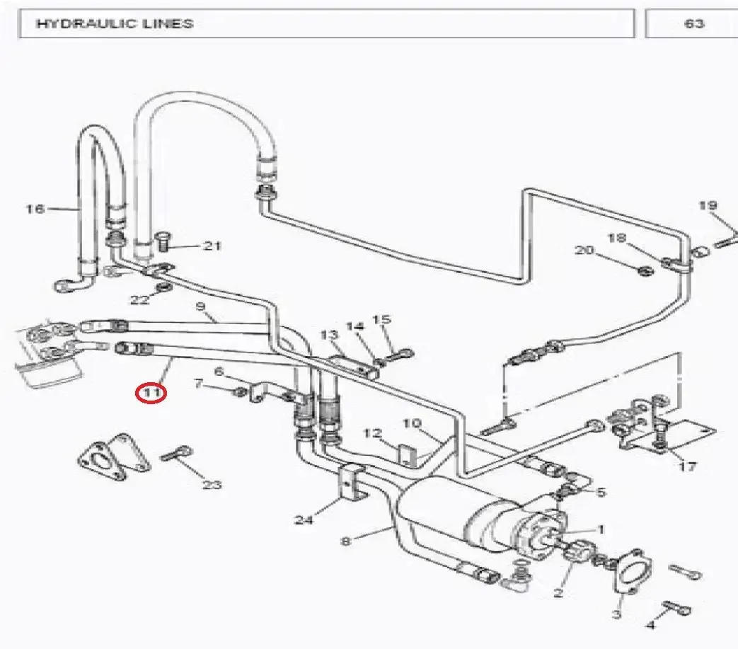Diagram reference for Millat Massey Ferguson Tractor Spare Part 0 HOSE WITHOUTT 385243070 - Massey Ferguson tractor spare part