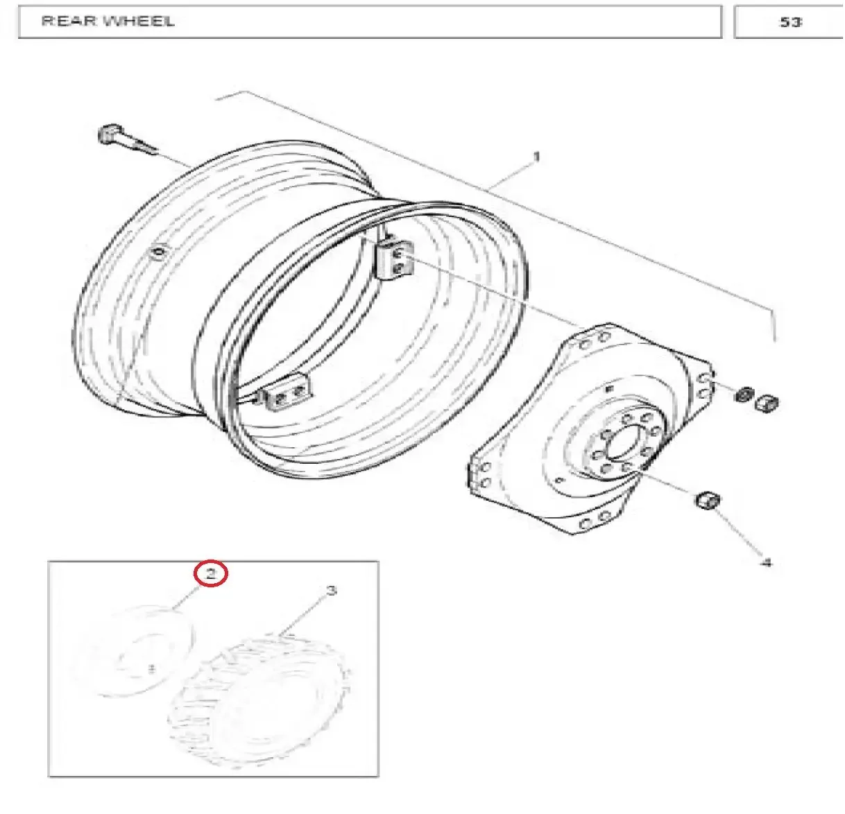 Diagram reference for Millat Massey Ferguson Tractor Spare Part TUBE 1128 REAR 15004115004 - Massey Ferguson tractor spare part