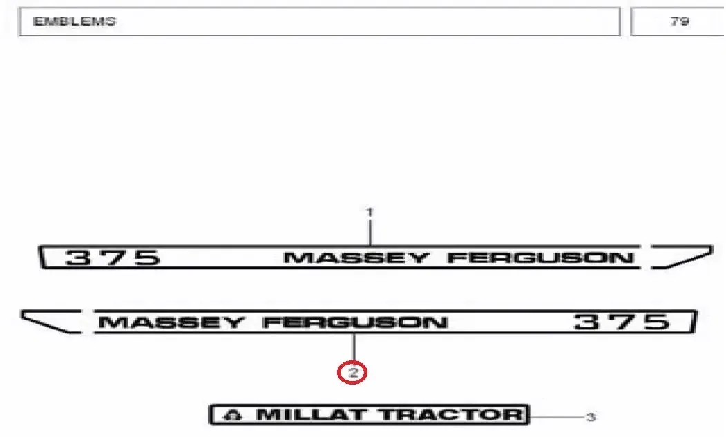 Diagram reference for Millat Massey Ferguson Tractor Spare Part 6 EMBLEMHOODRH 37548600613595630 L - Massey Ferguson tractor spare part