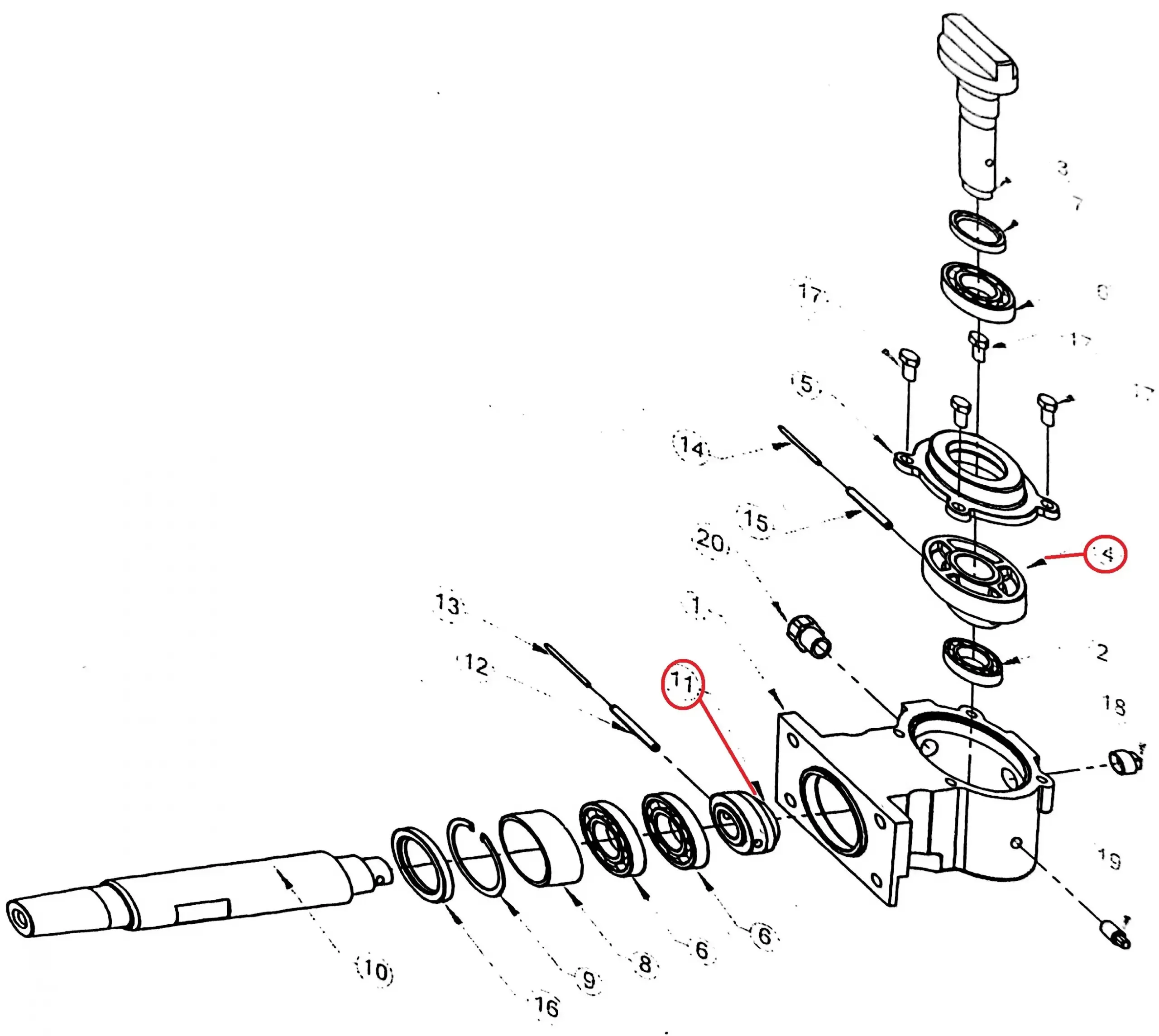 Diagram reference for Millat Massey Ferguson Tractor Spare Part 1 CROWN PIN ION SETJF 4050605602115560211 - Massey Ferguson tractor spare part