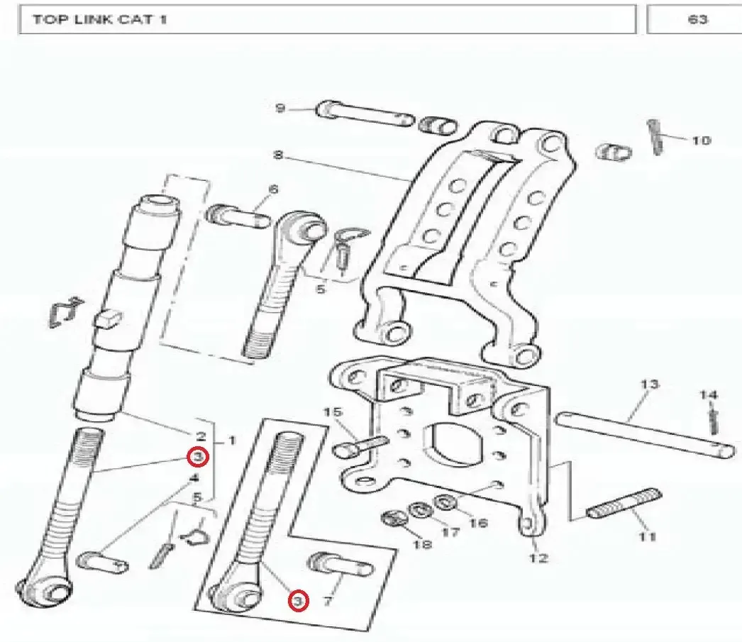 Diagram reference for Millat Massey Ferguson Tractor Spare Part 0 ASSYENDTOPLINK 2531801253180 - Massey Ferguson tractor spare part