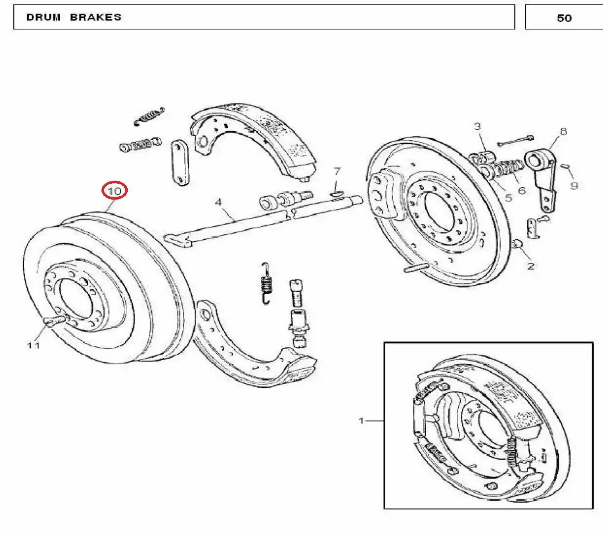 Diagram reference for Millat Massey Ferguson Tractor Spare Part DRUMBRAKE MF 240 101041827707 - Massey Ferguson tractor spare part