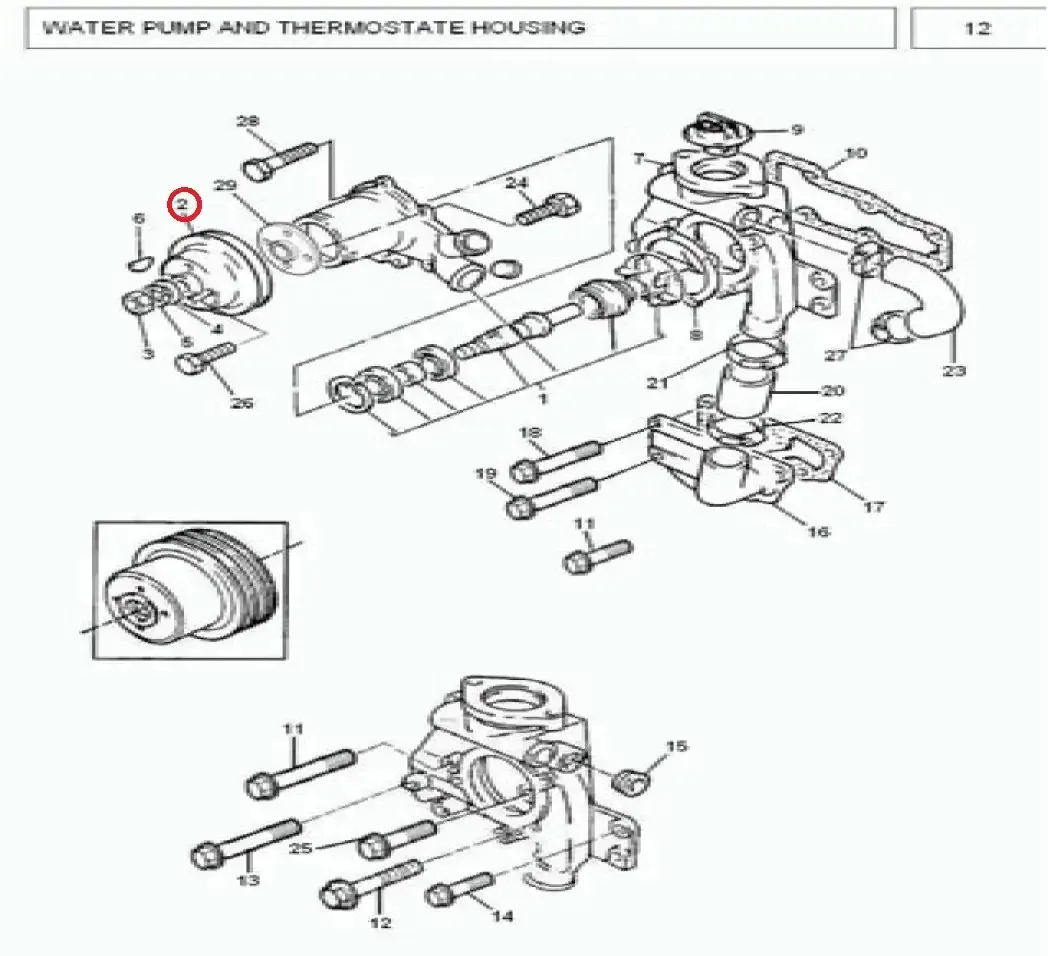 Diagram reference for Millat Massey Ferguson Tractor Spare Part 3 PULLEY WATER PUMP 385183133131146013 - Massey Ferguson tractor spare part