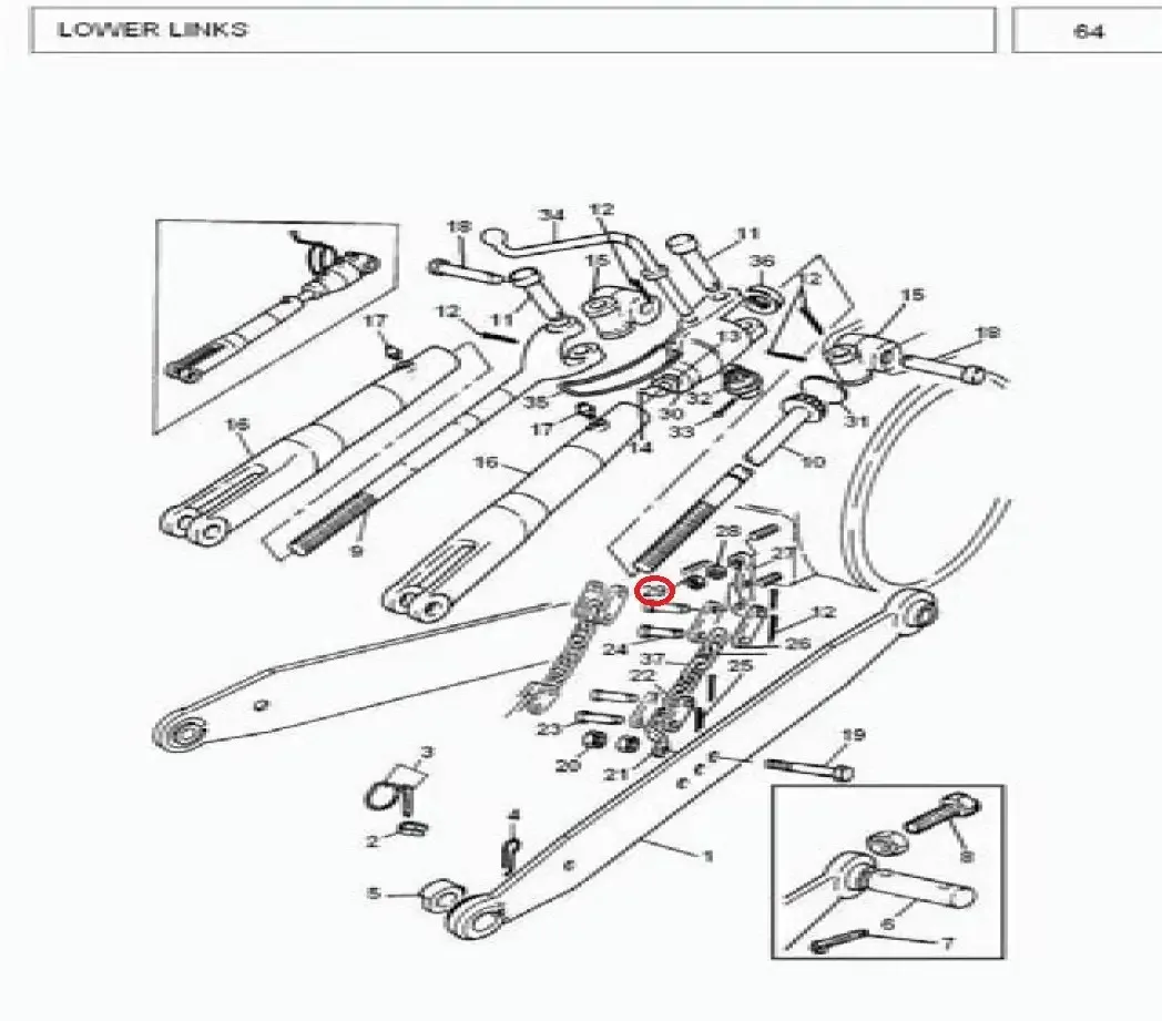Diagram reference for Millat Massey Ferguson Tractor Spare Part NUT 1220 LOWERLINK 24025006125006 - Massey Ferguson tractor spare part