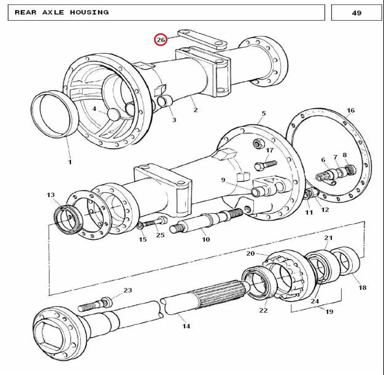 Diagram reference for Millat Massey Ferguson Tractor Spare Part PLATE AXLE HOUSING 85024185024 - Massey Ferguson tractor spare part
