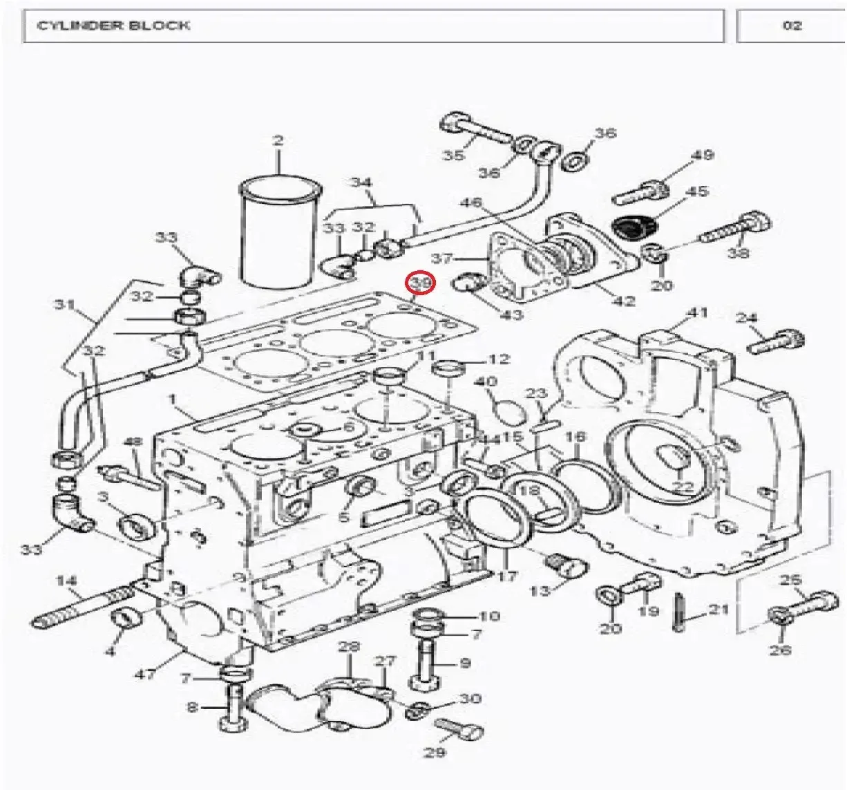 Diagram reference for Millat Massey Ferguson Tractor Spare Part 4 HEAD GASKET 26018507413681 E 024 - Massey Ferguson tractor spare part