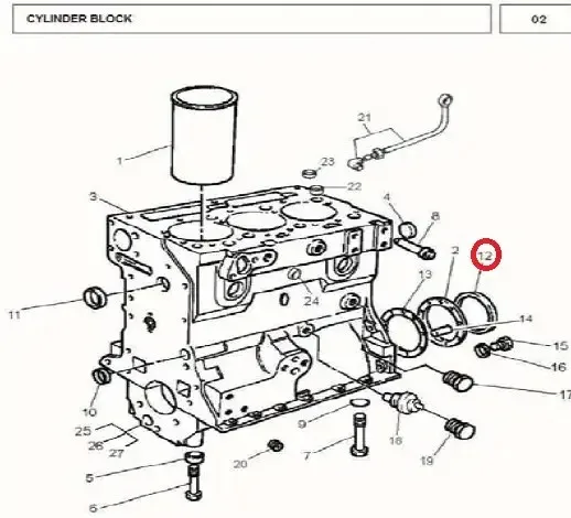 Diagram reference for Millat Massey Ferguson Tractor Spare Part SEAL MAIN 2402603501864112418 F 475 - Massey Ferguson tractor spare part