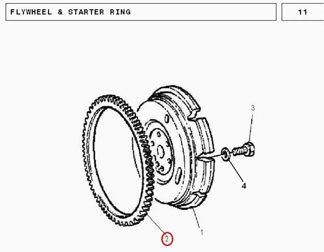 Diagram reference for Millat Massey Ferguson Tractor Spare Part RING FLYWHEEL 180471410236 - Massey Ferguson tractor spare part