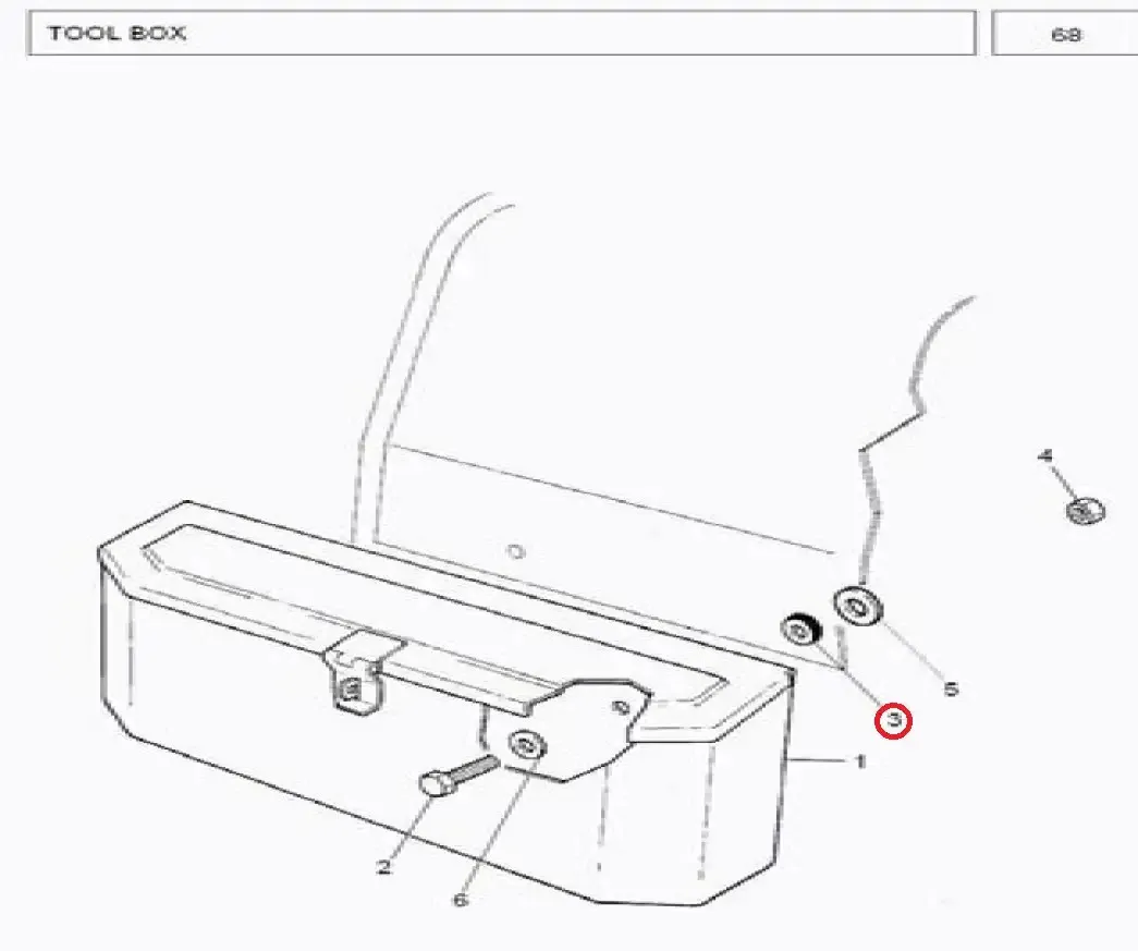 Diagram reference for Millat Massey Ferguson Tractor Spare Part SPACERTOOLBOX 560051882690 - Massey Ferguson tractor spare part