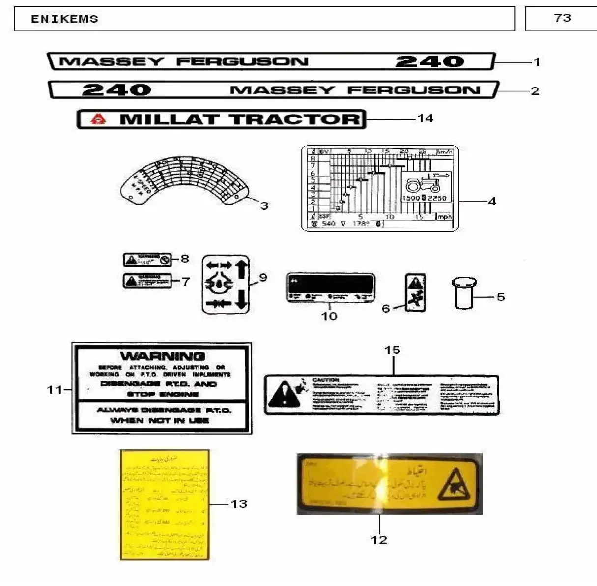 Diagram reference for Millat Massey Ferguson Tractor Spare Part DECALSERVICEINST 33801133801 - Massey Ferguson tractor spare part