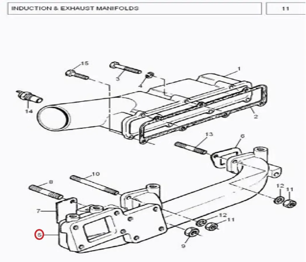 Diagram reference for Millat Massey Ferguson Tractor Spare Part 6 EXHAUSTMANIFOLD 1850161185016 - Massey Ferguson tractor spare part