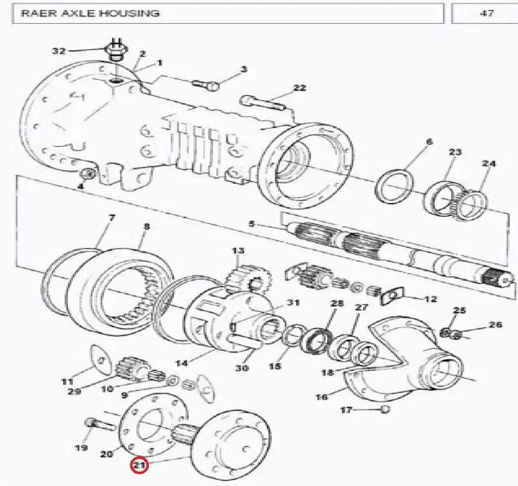 Diagram reference for Millat Massey Ferguson Tractor Spare Part 2 AXLE SHAFT MF 375 385 TIKKIAXLE 1033421884850 L - Massey Ferguson tractor spare part
