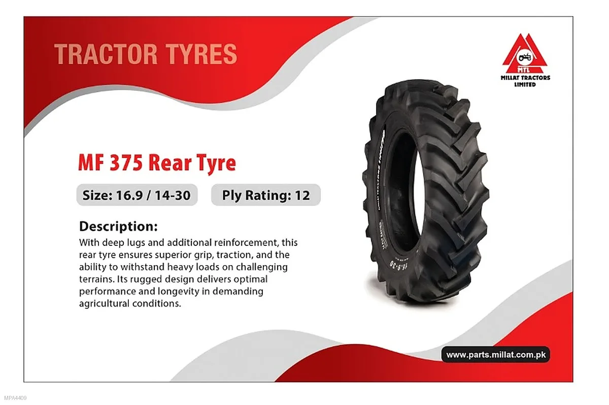 Millat Massey Ferguson Tractor Spare Part 2 REAR TYRE 1691430156002115600212 PR - Massey Ferguson tractor spare part