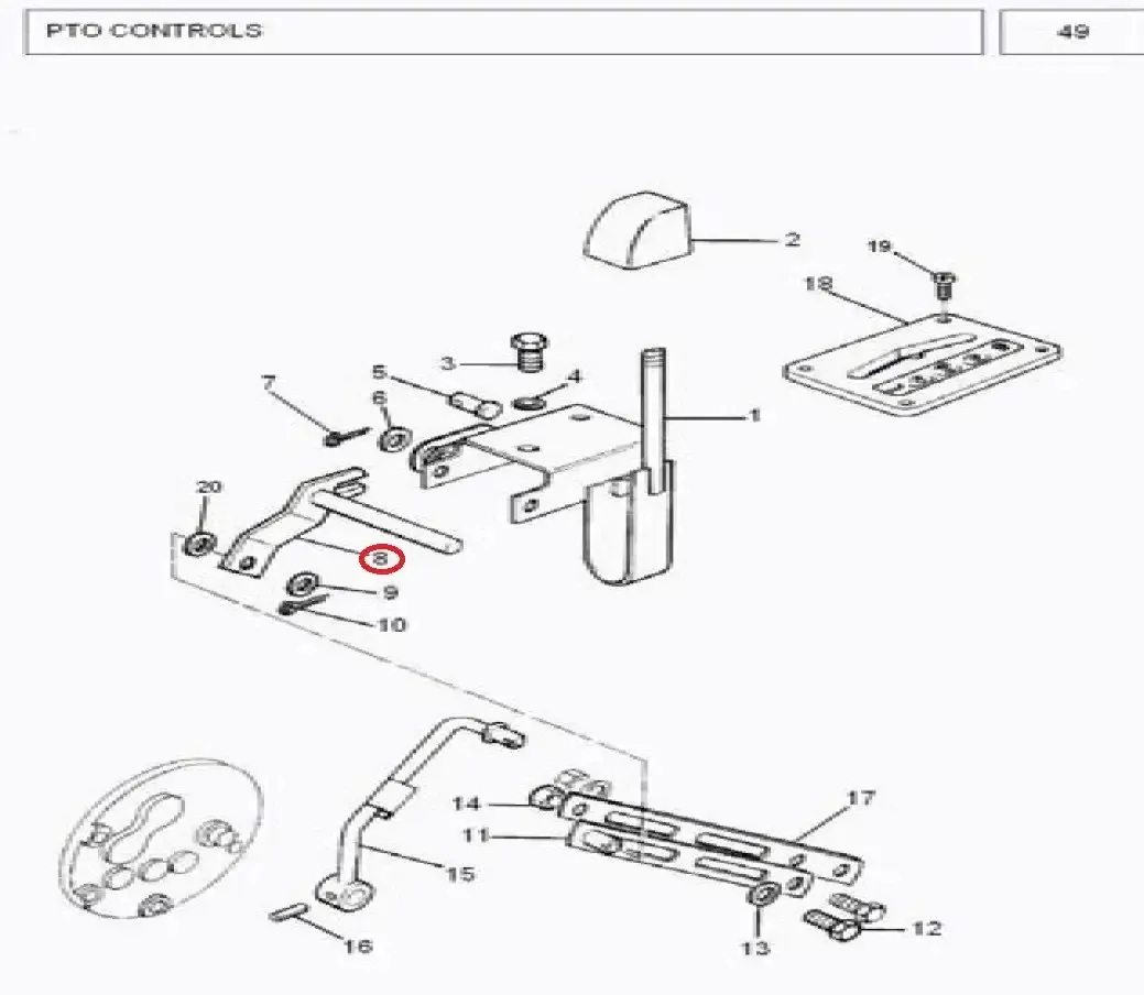 Diagram reference for Millat Massey Ferguson Tractor Spare Part 3 LEVER PTOCONTROL 71303313612840 - Massey Ferguson tractor spare part