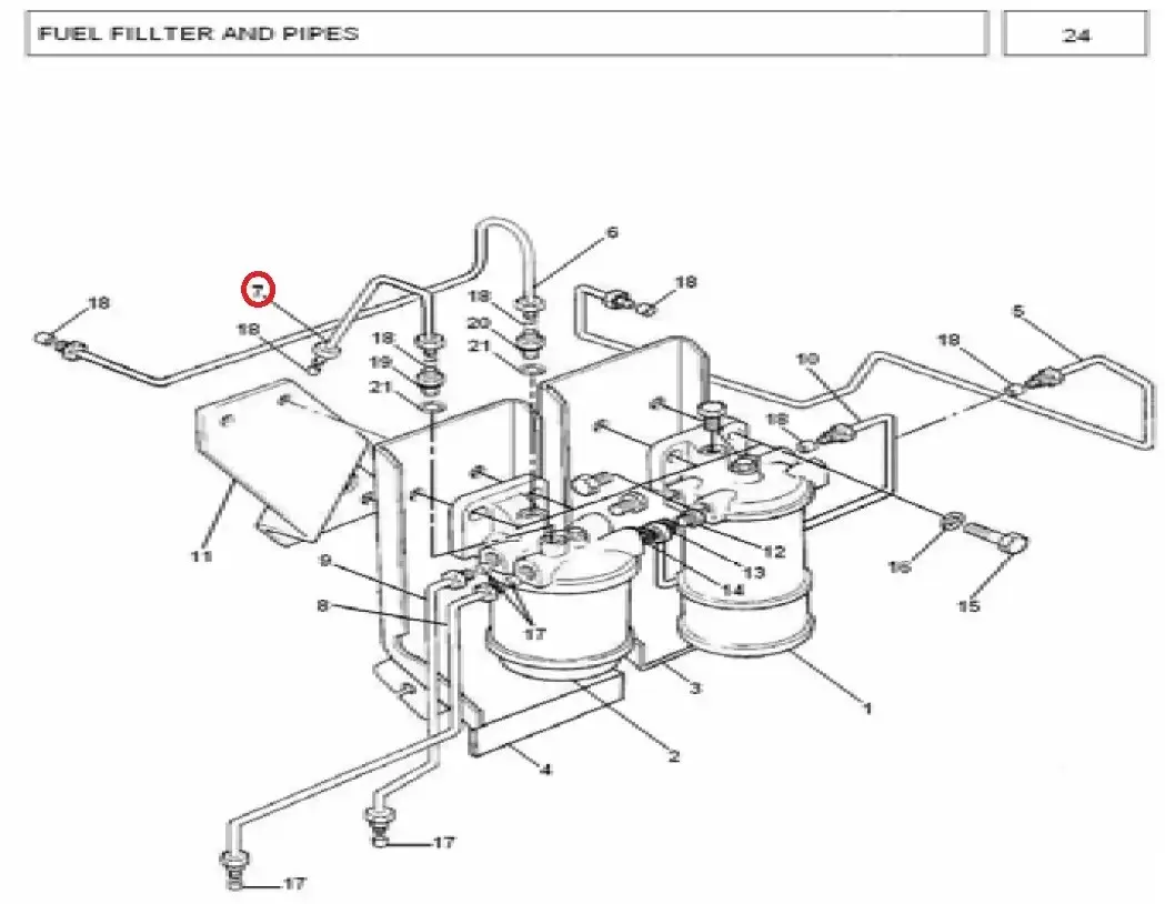 Diagram reference for Millat Massey Ferguson Tractor Spare Part 9 PIPE RETURN 16951151935091195005 - Massey Ferguson tractor spare part