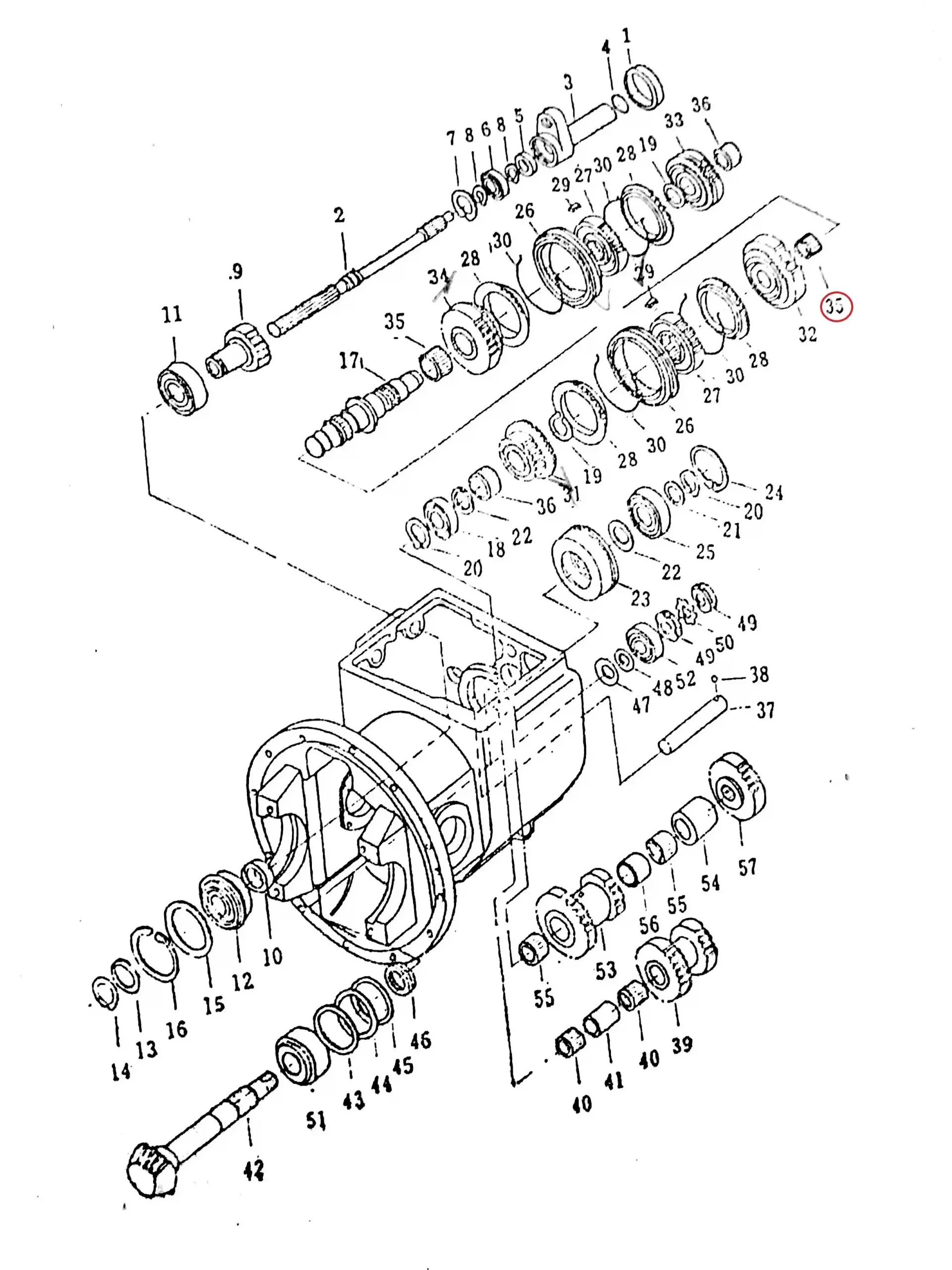 Diagram reference for Millat Massey Ferguson Tractor Spare Part 342241 NEEDLE BEA RING 81200342241 - Massey Ferguson tractor spare part