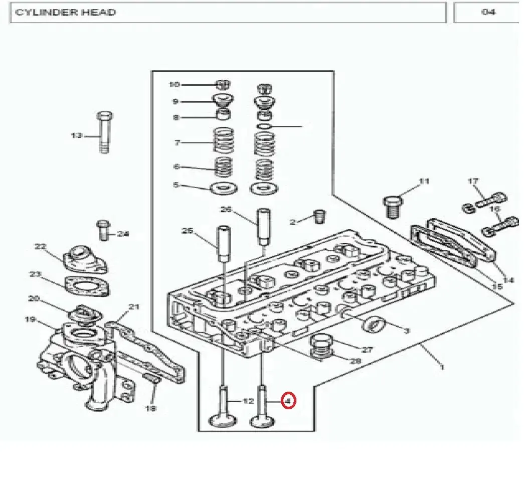 Diagram reference for Millat Massey Ferguson Tractor Spare Part 1 VALVE EXHAUST 37538518302113142 A 051 - Massey Ferguson tractor spare part